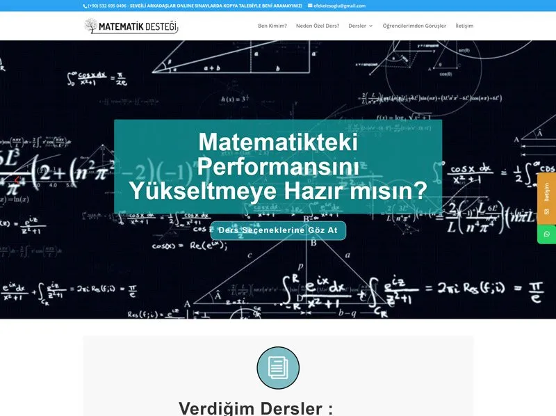 Home page of the Matematik Desteği education website built by Radar WFP